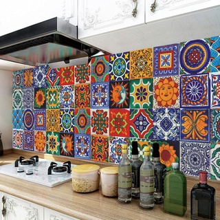 10PCS Retro PVC Kitchen Backsplash Tile Sticker Waterproof Self-adhesive  Vinyl wallpaper DIY Home Decor