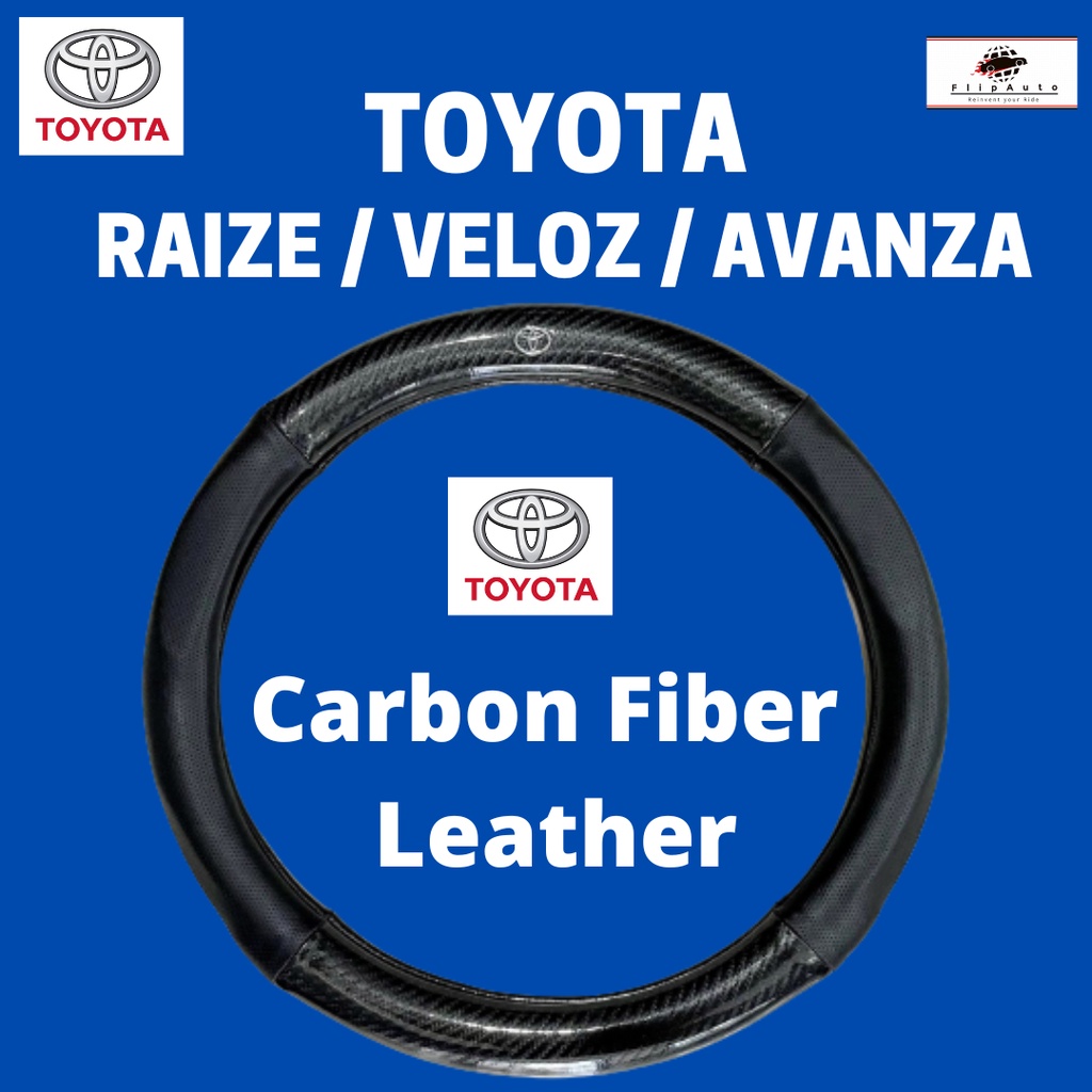 TOYOTA VELOZ RAIZE AVANZA FORTUNER RUSH WIGO Carbon Fiber Leather Steering Wheel Cover