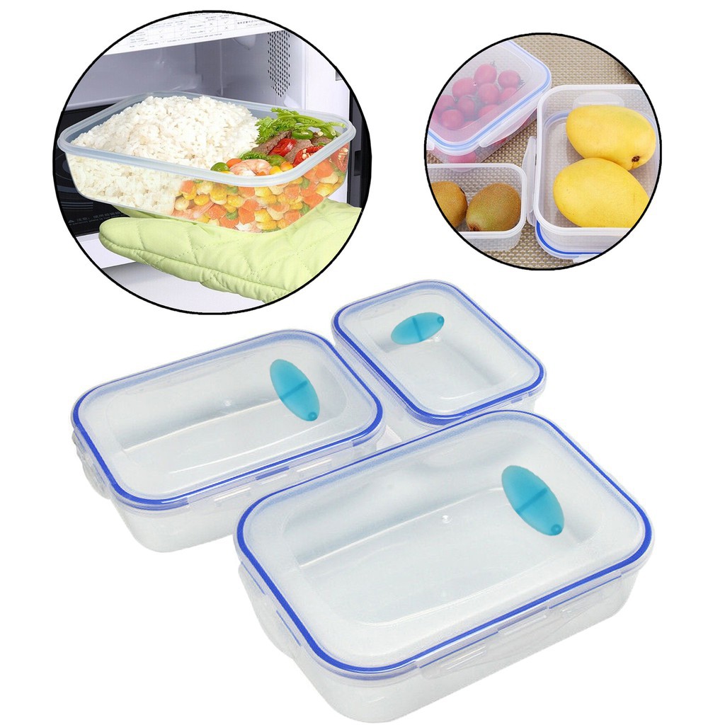 1 set Stackable Nesting Food Storage Containers Box Clear Lid Plastic