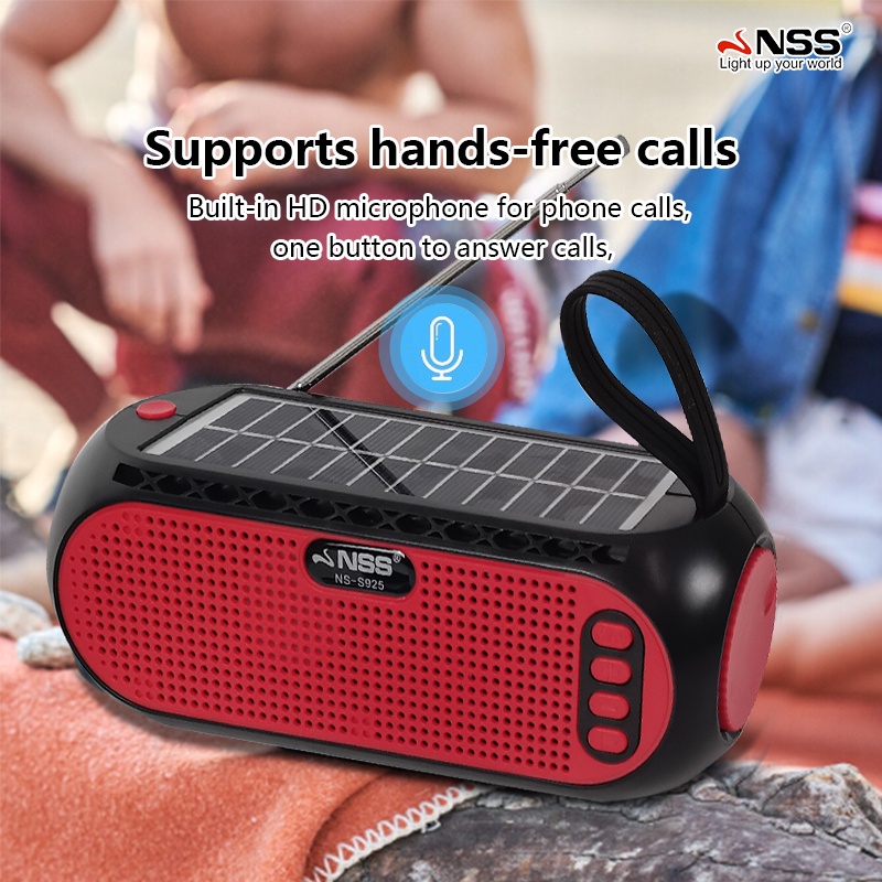 NSS Solar Speaker with Flashlight Portable Bluetooth Speaker FM/TF/USB ...
