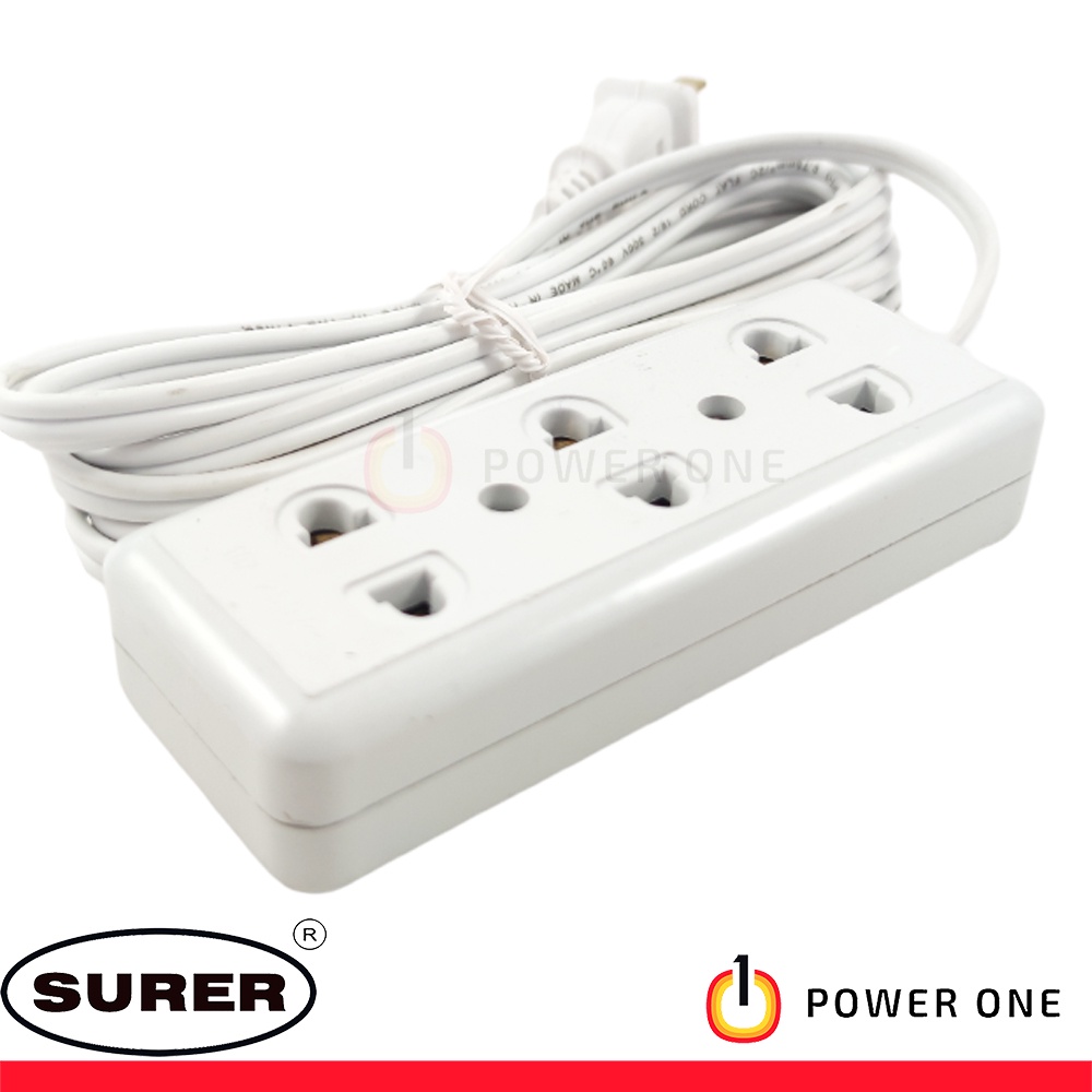 Surer 3177 (3m/4m/5m/6m) 3-Gang Convenience Outlet Extension Cord w/ 2 ...