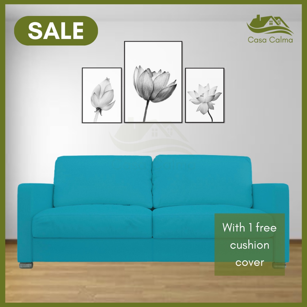 Casa Calma Stretchable Plain Mint Blue Sofa Cover for 1 / 2 / 3