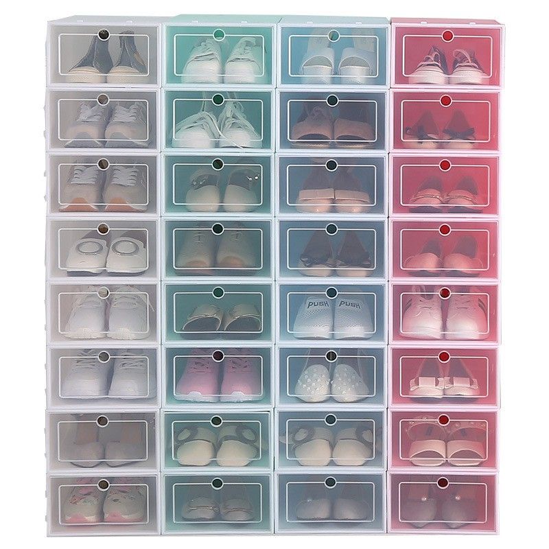SALE!! SELF ASSEMBLY 1pc COLORFULL STOCKABLE SHOE BOX STORAGE | Shopee ...
