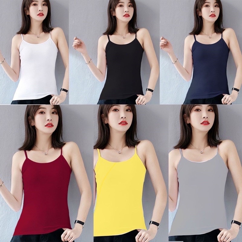 Women Solid color O Neck Spaghetti Sleeveless Tang top