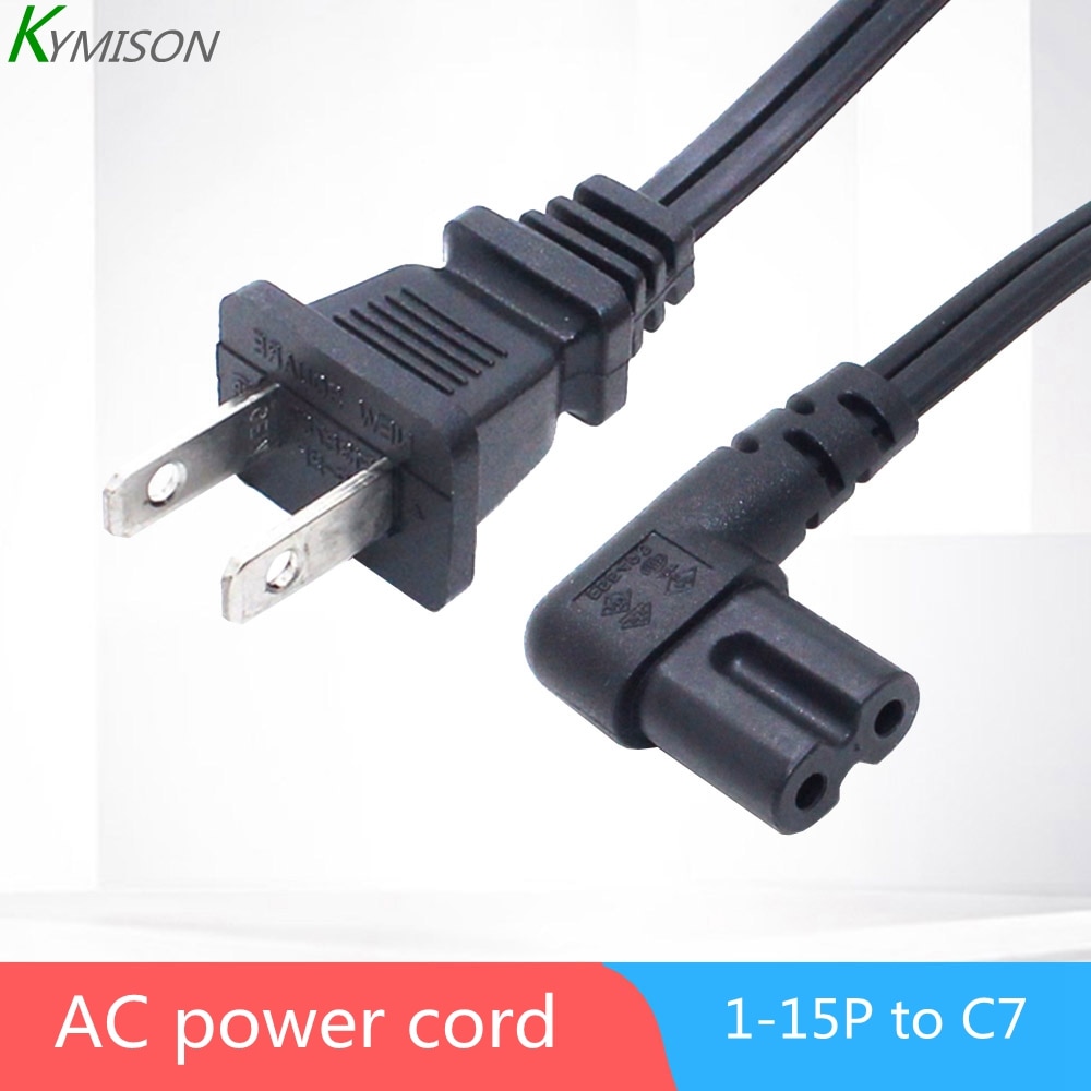 NEMA 1-15P to IEC320 C7 Right Angle Power Cord for TV/PS,USA 2 Prong ...