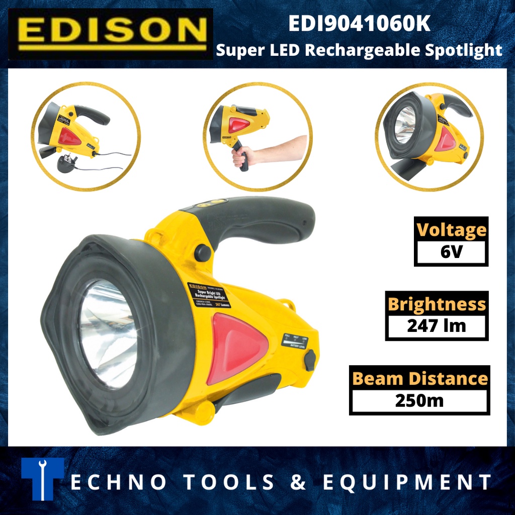 EDISON EDI9041060K Super LED Rechargeable Spotlight | Shopee Philippines