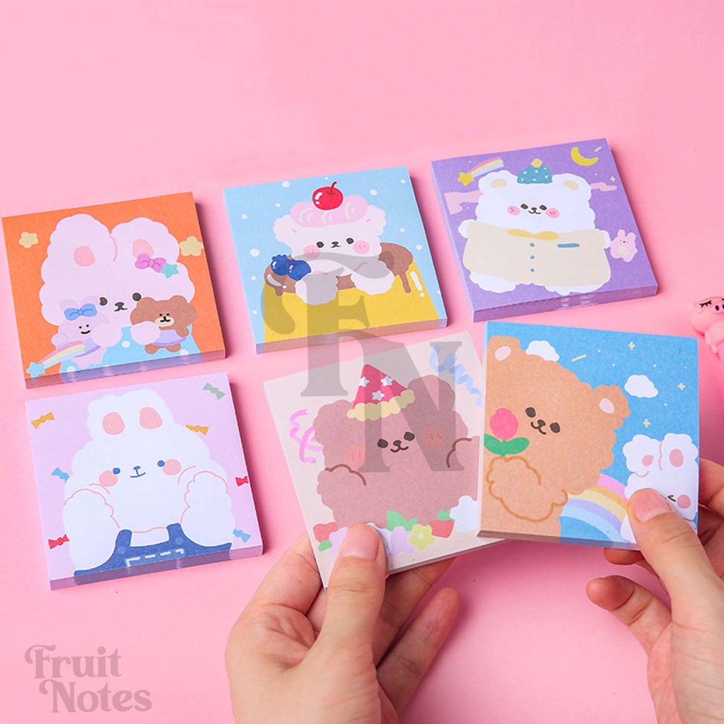 [CLEARANCE] SN270 80 sheets Kawaii Rabbit Bear Sticky Notes | Shopee ...