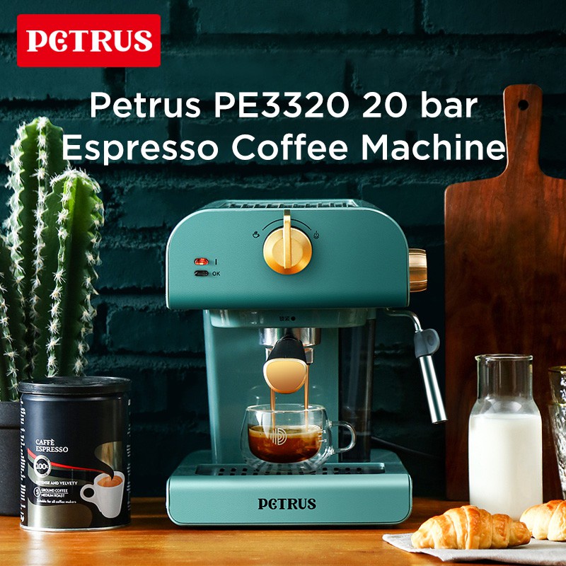 COD1 Year Warranty】Petrus Pe3320 20Bar SemiAutomatic Espresso Coffee