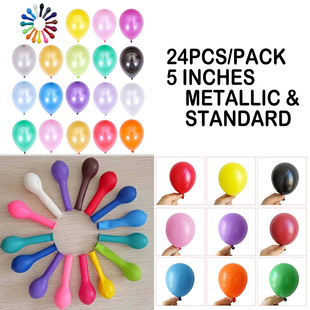5Inches 24Pcs Latex Balloons Metallic Standard balloon Birthday Wedding ...