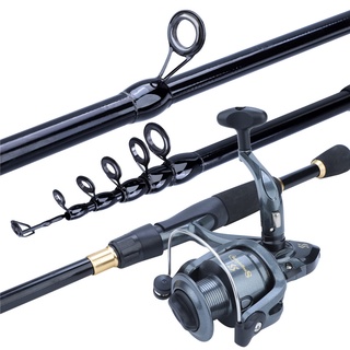 Set Telescopic Fishing Rod 1.8m-2.4m and Spinning Reel 5.2:1 Gear Ratio 6BB