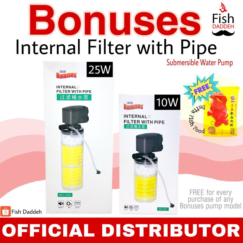 Bonuses Water Pump Aquarium 3 in 1 Internal Filter w/ pipe Submersible ...