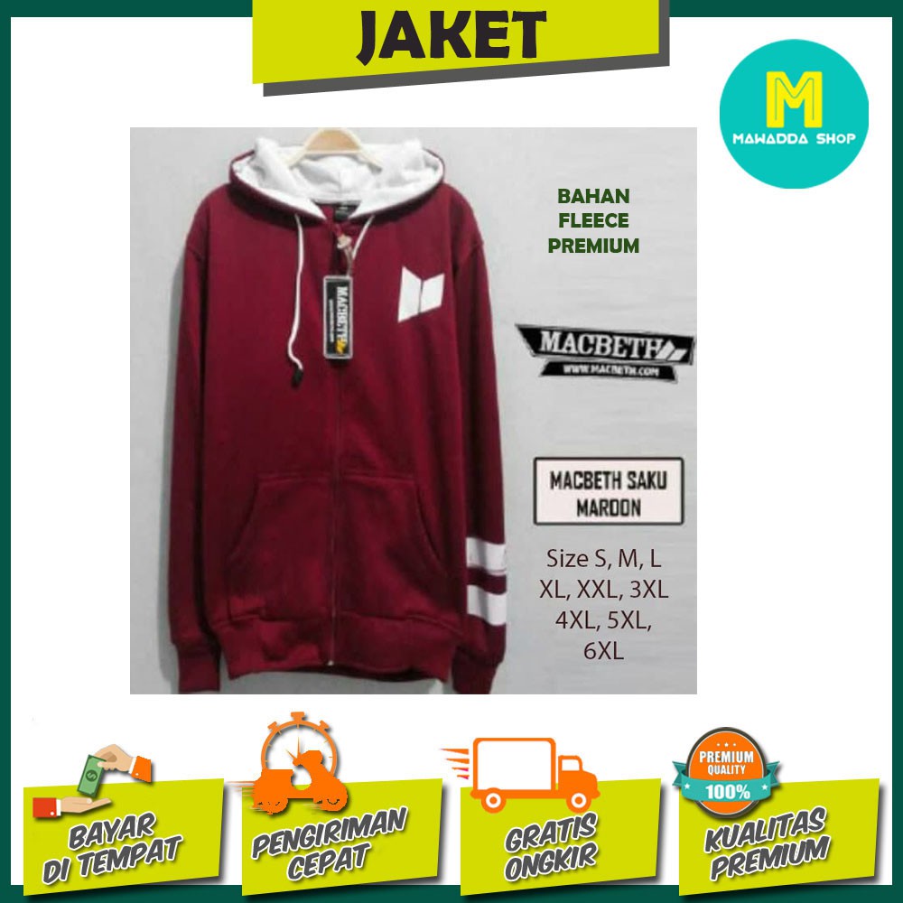 Macbeth Jacket Pocket Maroon Hoodie Pira Women Jumbo Big size - S ...