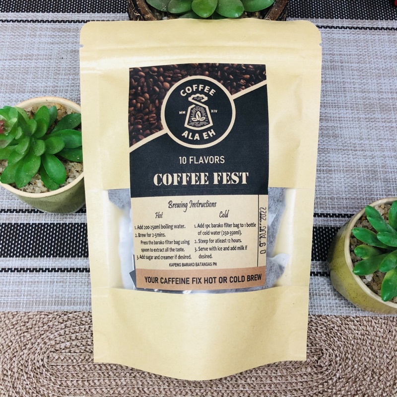 F10A 10 ASSORTED Flavors Coffee in tea bags / hot or cold brew coffee