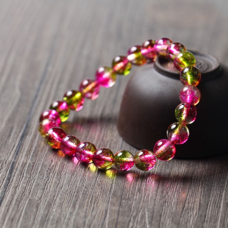 Ice natural watermelon tourmaline bracelet Candy colored tourmaline ladies white plus color Shopee Philippines