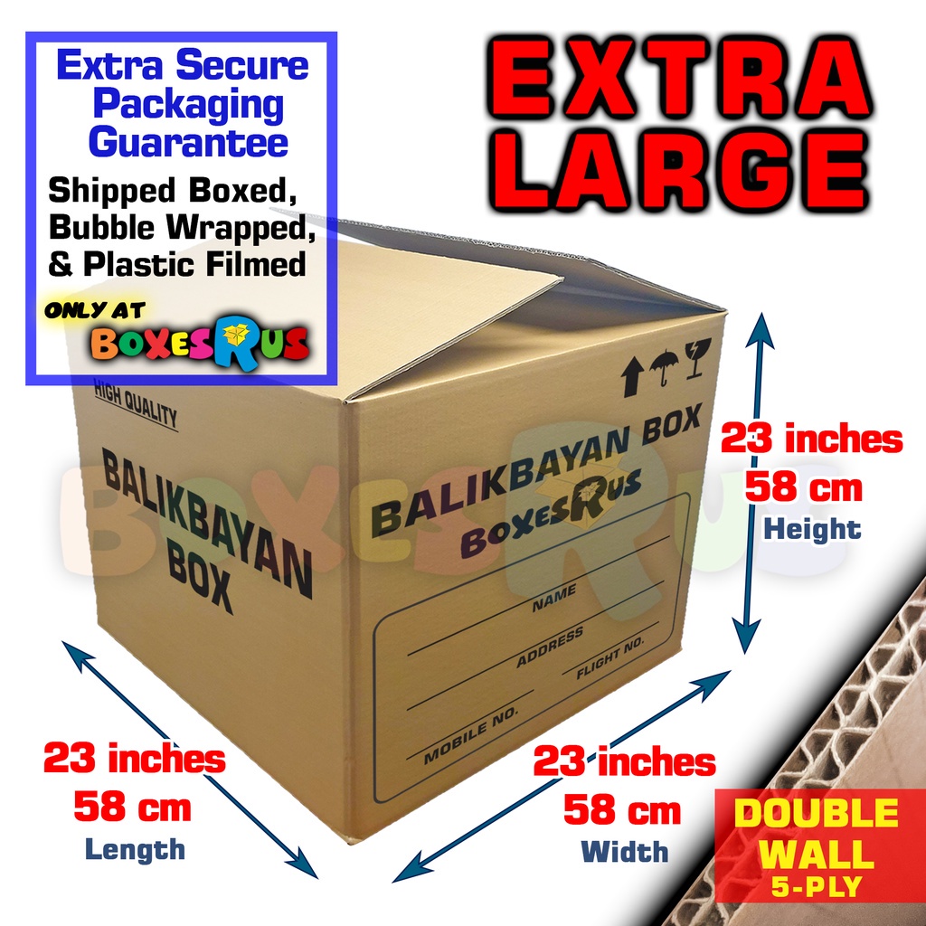 Extra Large Heavy Duty Balikbayan Box 23x23x23 inches Double Wall 5 ply