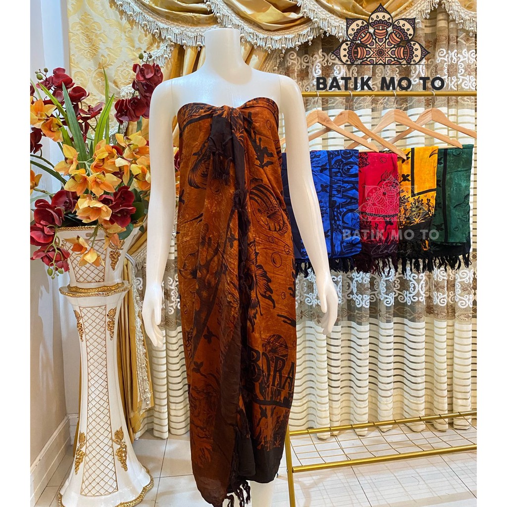 BATIKMOTO DORY Fish Shawl Cover up Sarong Summer Batik Daster Dress ...