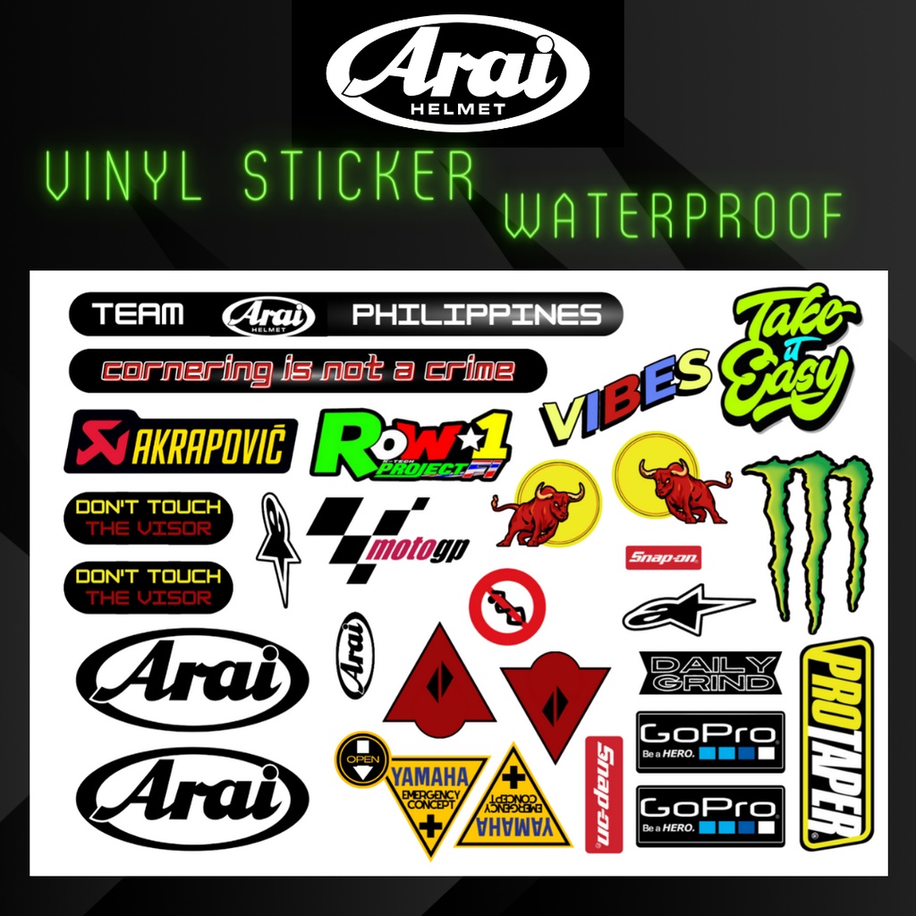 ARAI HELMET VISOR VINYL STICKER WATERPROOF Shopee Philippines