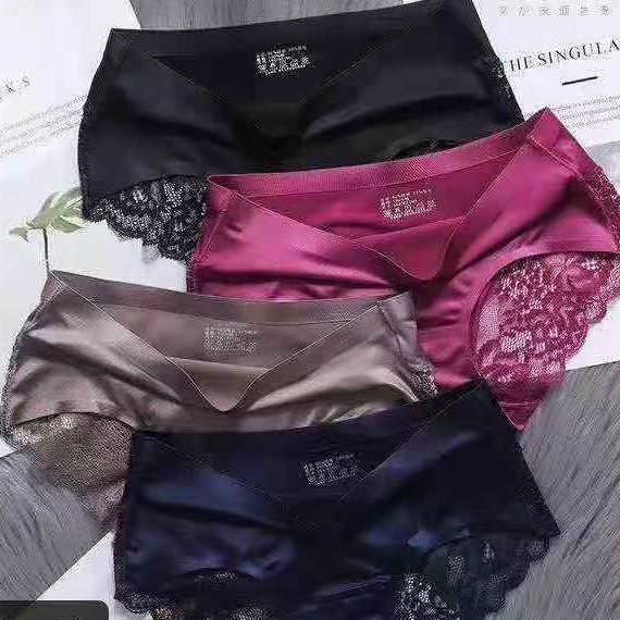 Fashion Women S Sexy Lace Ice Silk Panties Seamless Briefs Underwear Panty 086 Shopee Philippines