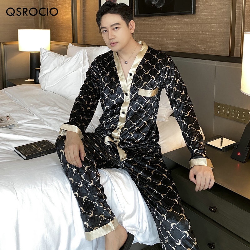 Mens velvet pajama online set