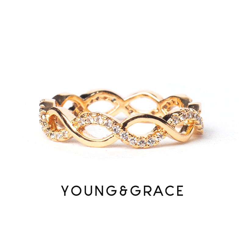 Young & Grace Rose Gold Plated Braided Twist Rings Jewelry For Women