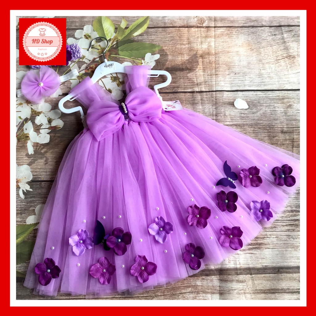 Baby dress, buy light purple baby girl dress with hydrangea flower bow