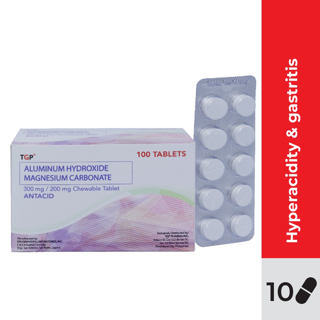 TGP Aluminum + Magnesium 300mg/200mg Chewable Tablet 10 Pcs/pack For