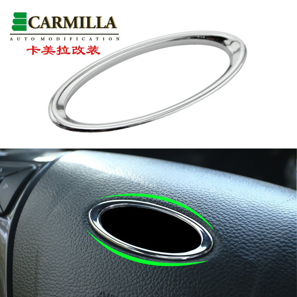 ABS Chrome Car Steering Wheel Logo Circle Trim Stickers for Ford ...
