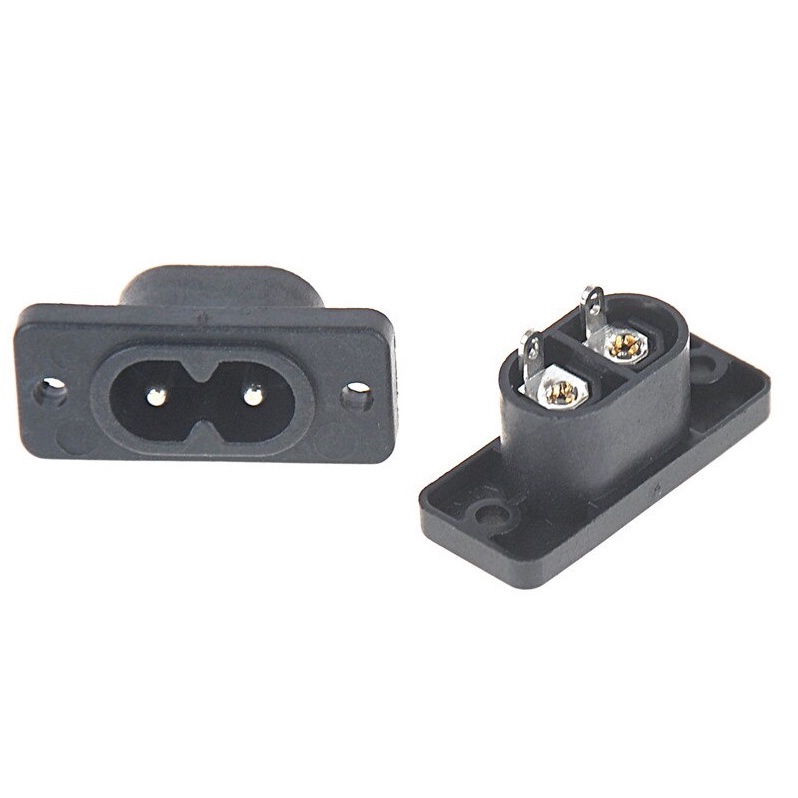 1pc Black 3Pin 2Pin IEC320 C8 Screw Mount Inlet Plug Socket AC 250V 2 ...