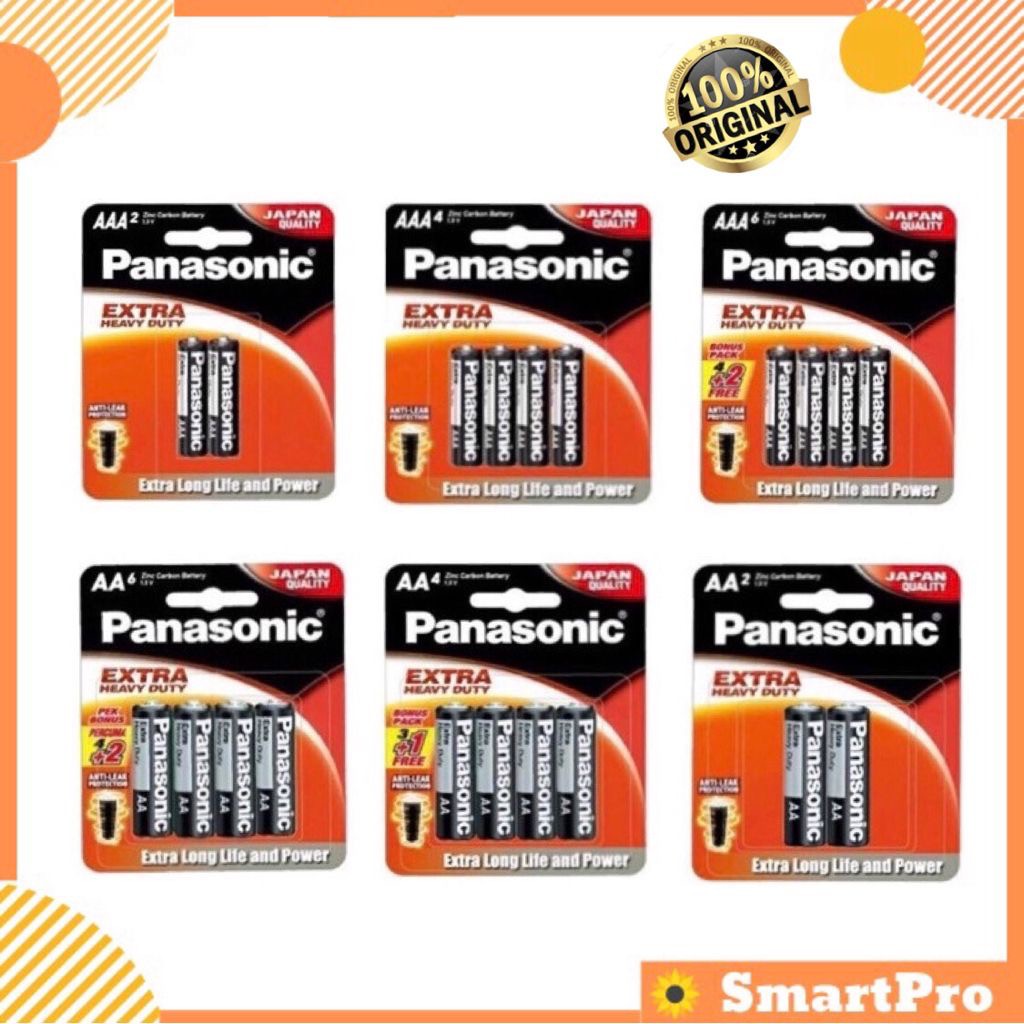 Panasonic Extra Heavy Duty Battery Bateri Long Life AA/AAA | Shopee ...
