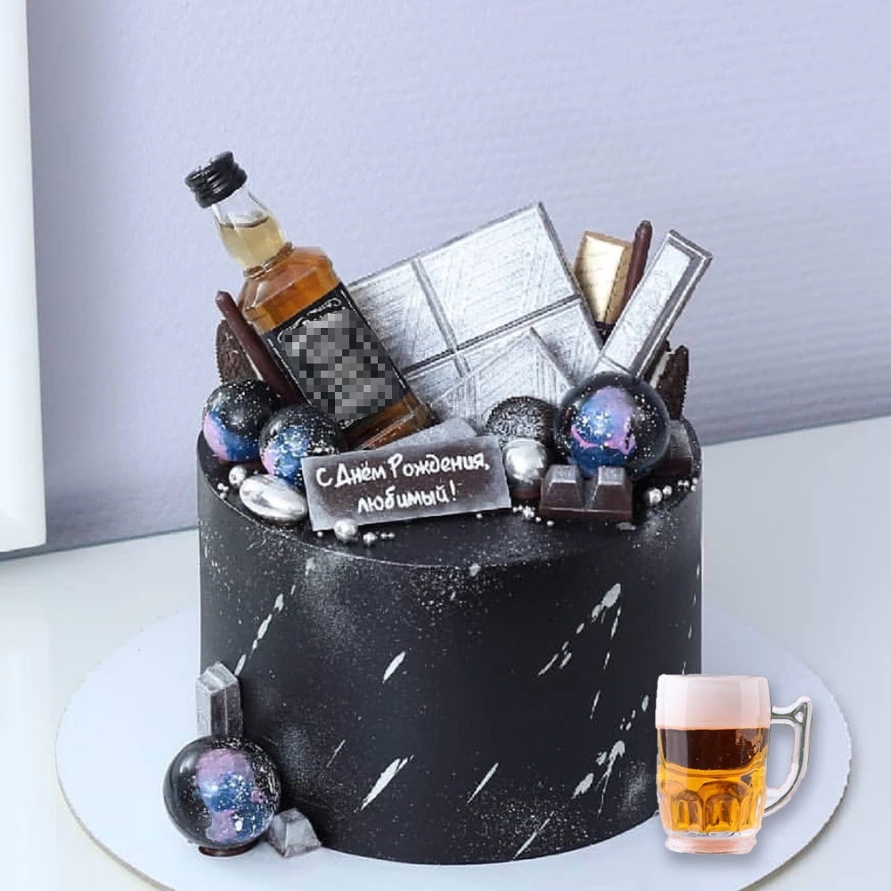 liquor Cake Topper Beer Cake Decoration Wine Bottle Dessert Baking ...