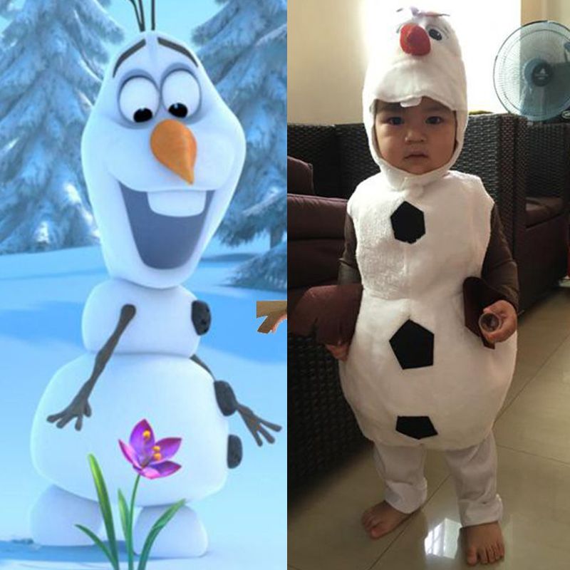 VIKOTICOS Olaf Costume For Kids - Snowman Jumpsuit With Tunic & Headpiece, Halloween & Cosplay Outfit For Ages 3-10 - View #3