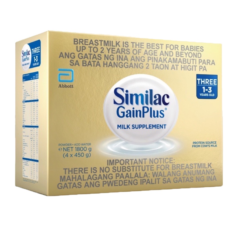 Similac GainPlus 1.8kg (1-3 years) | Shopee Philippines