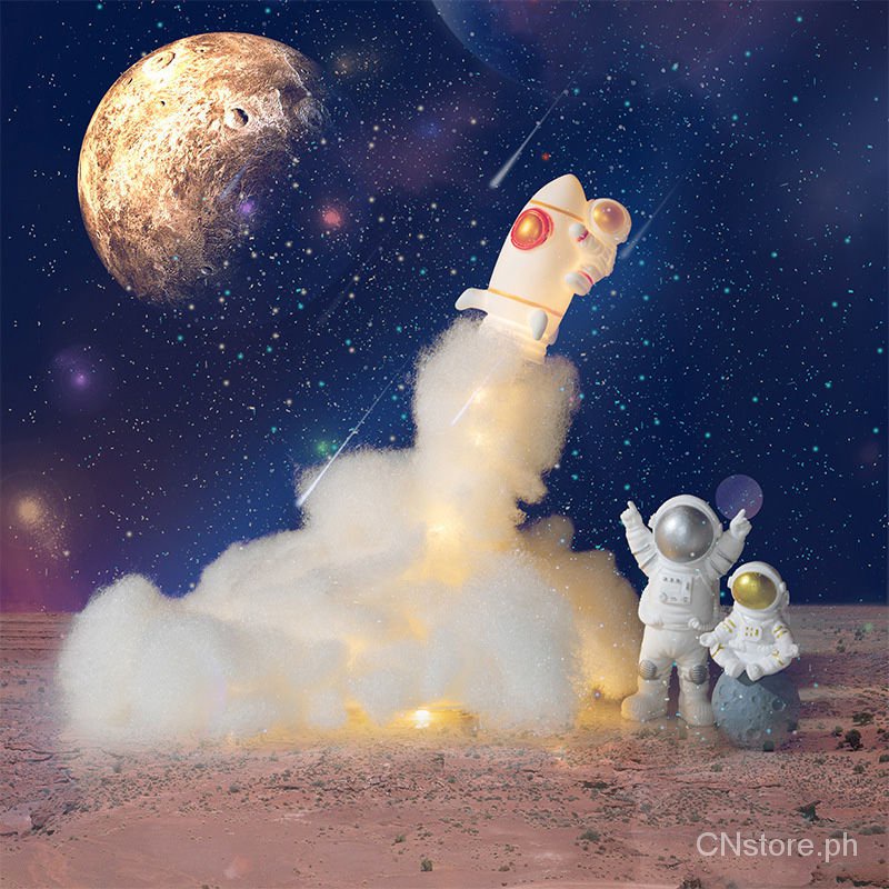 DIY Astronaut Rocket Night Light Decoration Astronaut Creative Dream Net  Red Bedside Lamp Gift