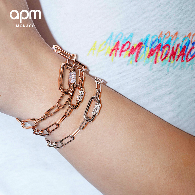 APM Monaco new powder gold chain couple bracelet ins niche