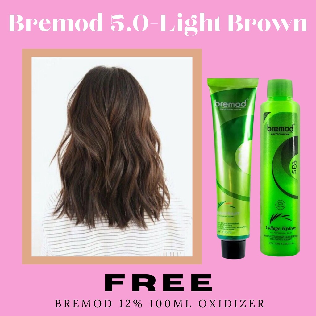 About Hair MNL Bremod 5.0 + 12 100ml Oxidizer FREE Light Brown Bremod Hair Color 100ml Tube