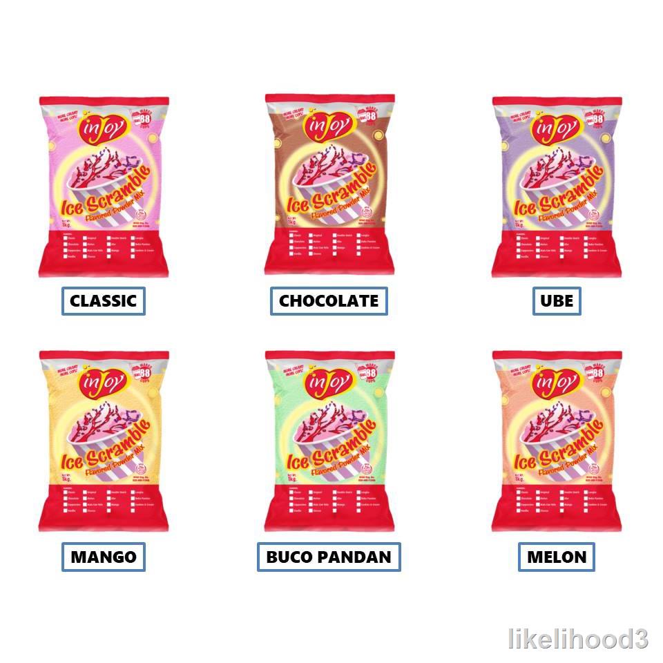 Injoy Ice Scramble Powder Mix 1kg (Classic, Chocolate, Ube, Melon, Mango, Buco Pandan) Shopee