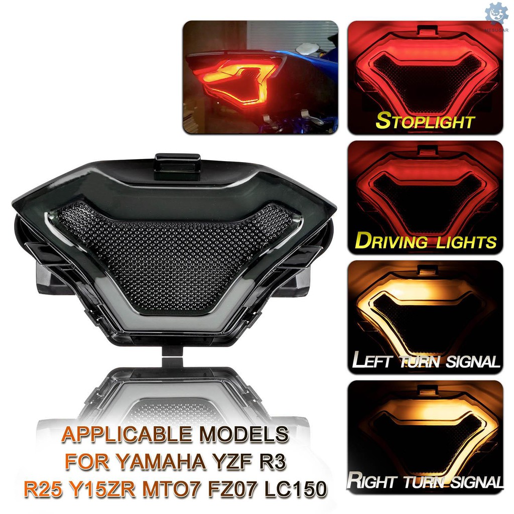 thumbnail image 2 of Bright2wheels LED Tail Light With Built-in Turn Signals – Red Lens/Black Housing – For Yamaha Road Star 2004-2015 2 of 6
