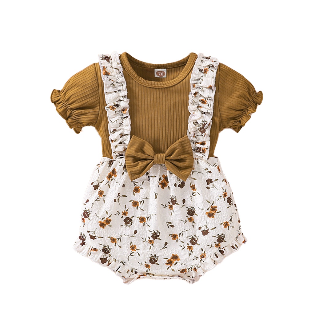Baby Dress For Newborn Baby Girl 3 Months Baby Girl Terno Outfit For Girl  Brown Apricot Floral Bow | Shopee Philippines