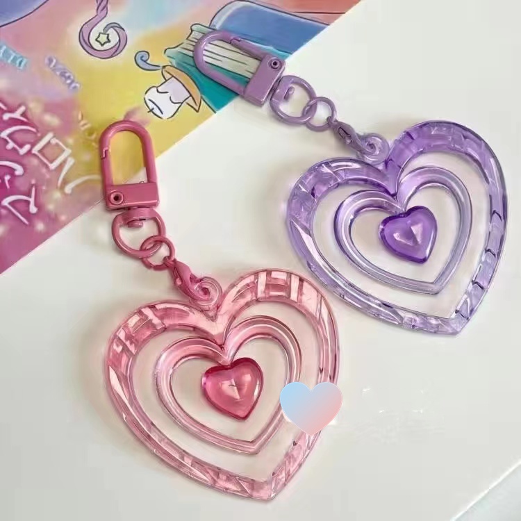 DIY Hollow Heart Pendants Photo Album Decoration Key Chain Mobile Phone ...