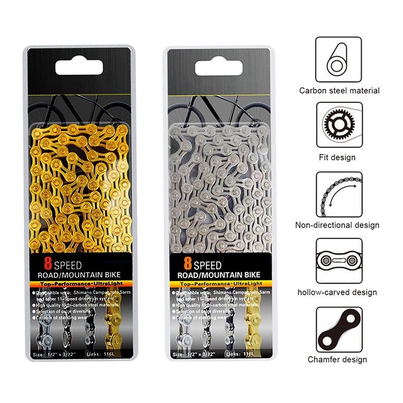 Bike Chain Half Hollow 116 Links Bicycle Chain MTB Universal Variable ...