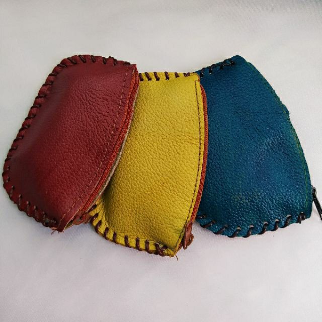 Handmade leather coin purse assorted colors only Shopee