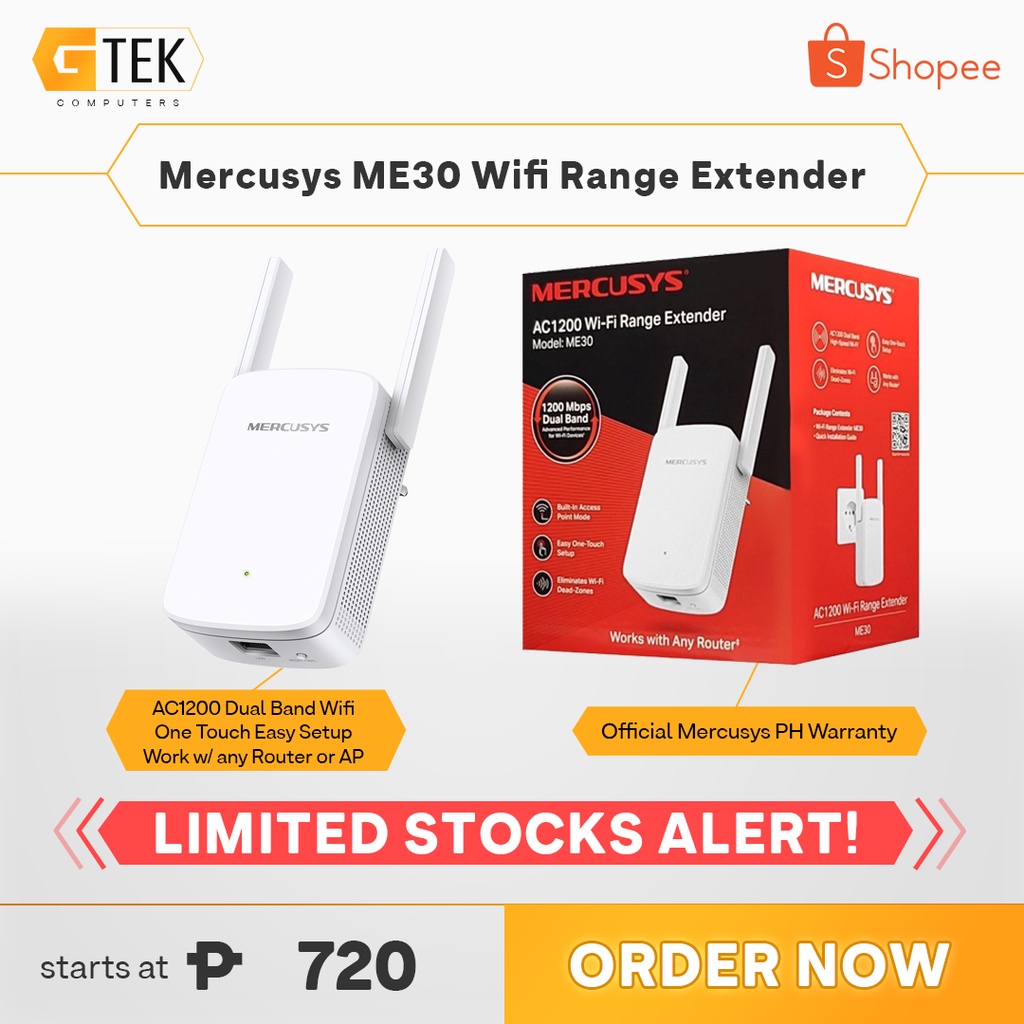 Mercusys ME30 AC1200 Wifi Range Extender / Repeater Shopee Philippines
