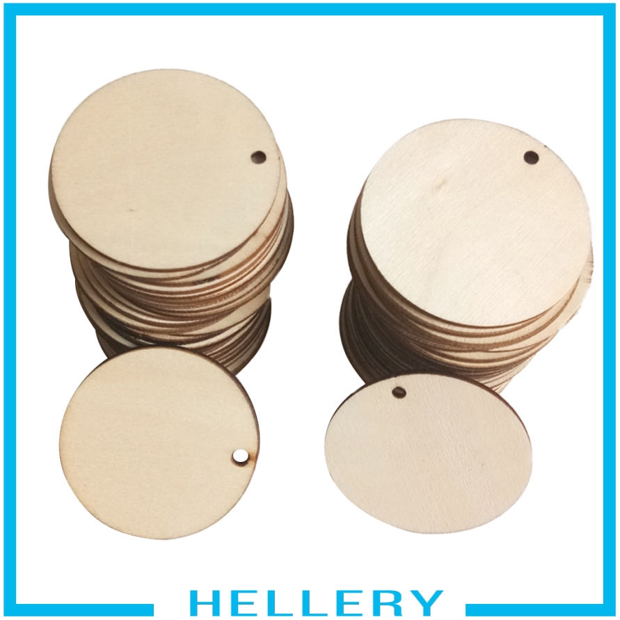 [HELLERY] 50 Wooden Round Discs Unfinished Wood Pieces Embellishment