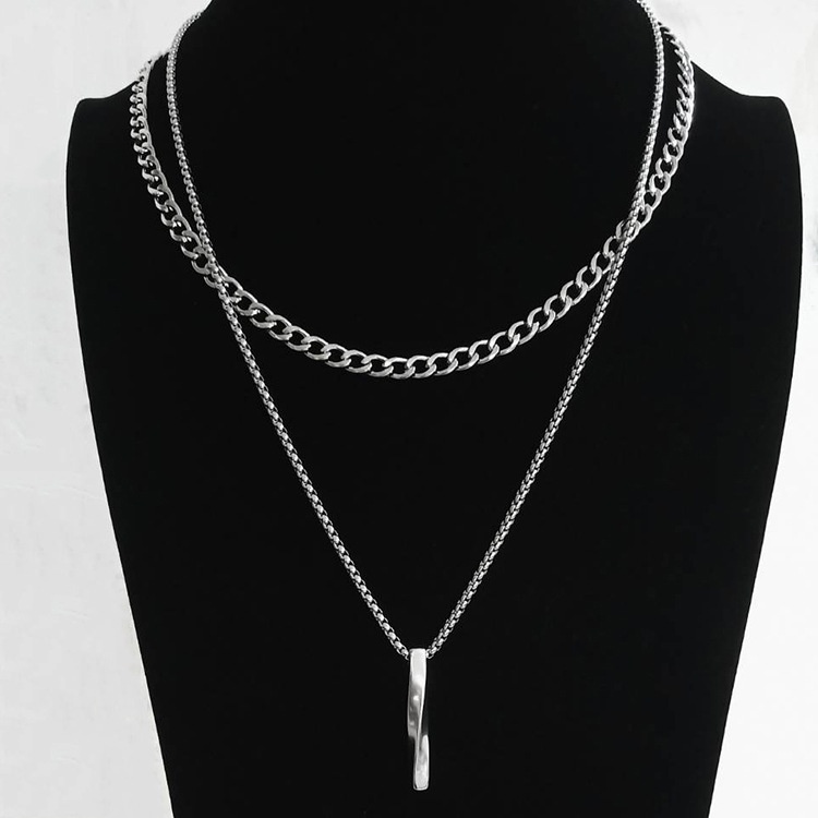 Hip-Hop Double Layer Titanium Steel Necklace