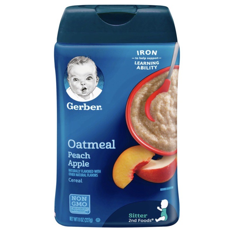 Gerber baby food Gerber Oatmeal Peach Apple Cereal (2nd Foods) Shopee