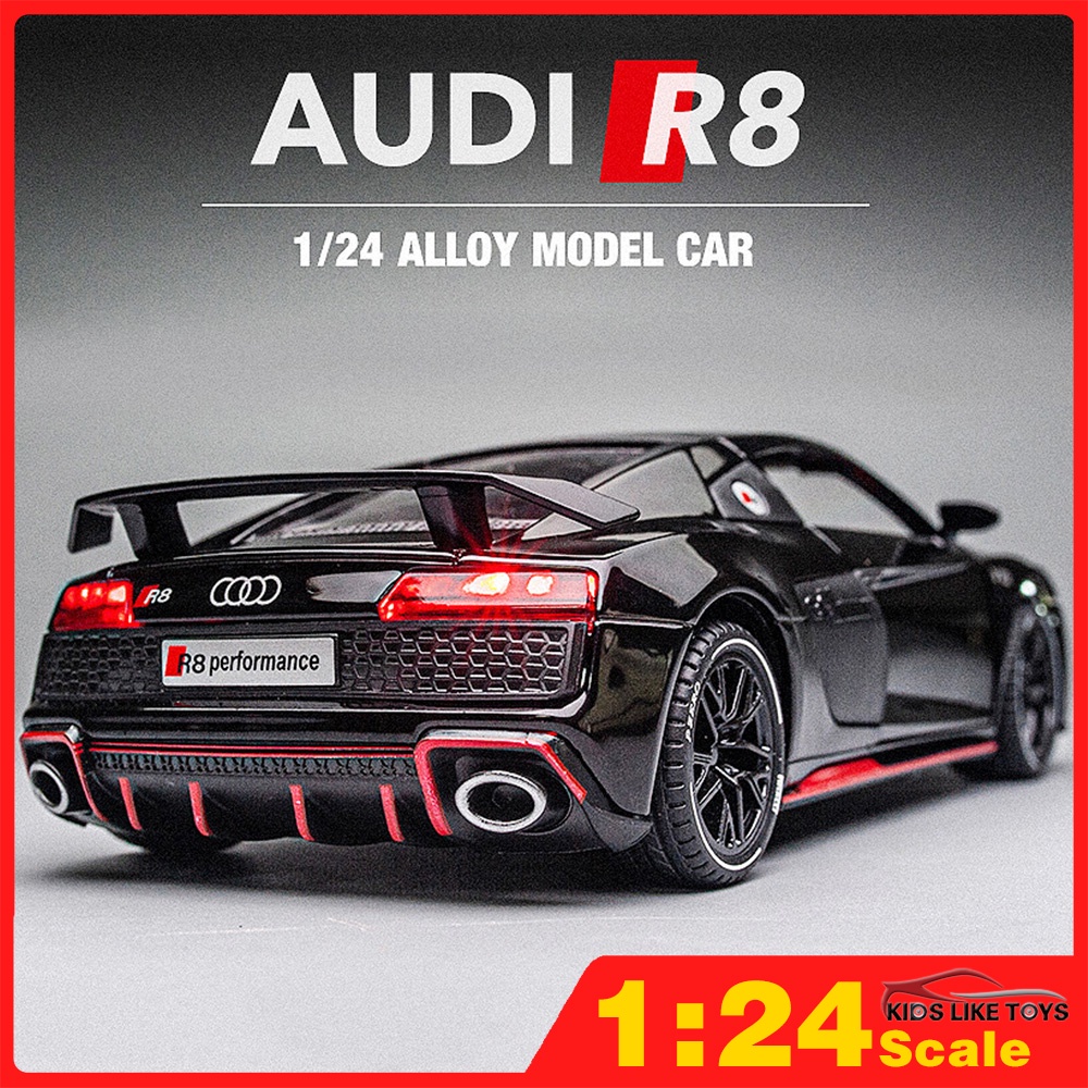 KLT 1:24 AUDI R8 Toy Car Model Metal Alloy Diecast Car Toys For Kids ...
