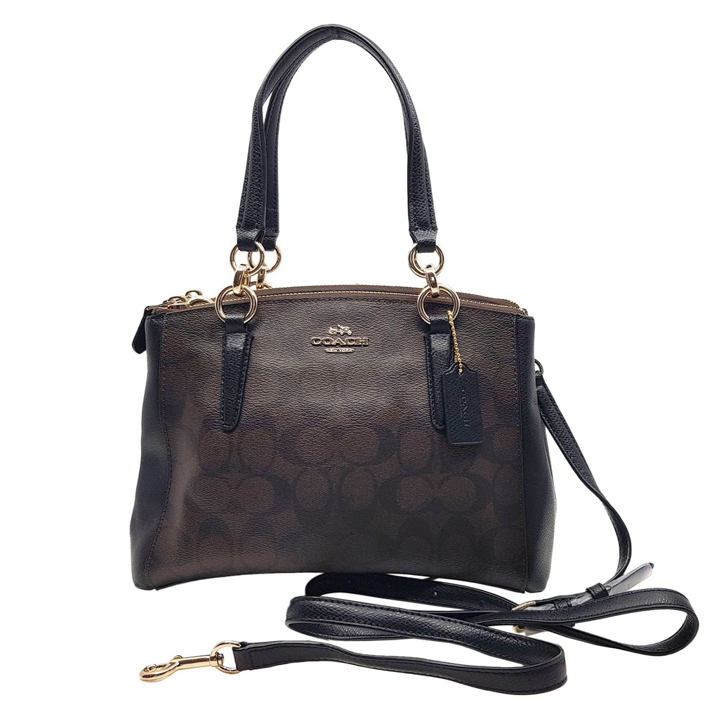 COACH Signature Mini Christie Carryall Hand Bag (Brown/Black) | Shopee  Philippines