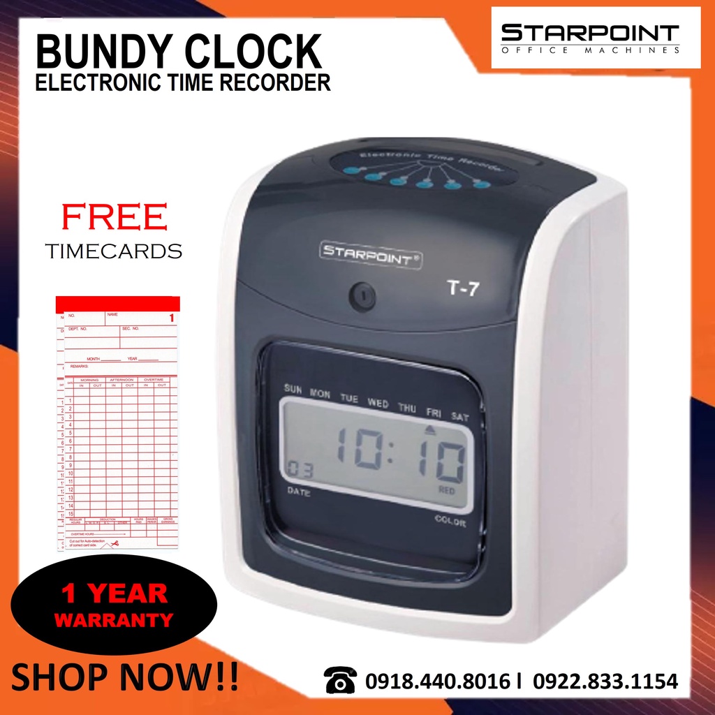 Starpoint T7 Bundy Clock Time Recorder, Bandy Clock, Time Card