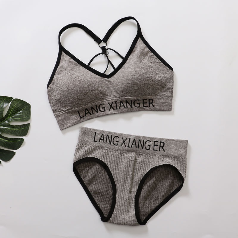 Women Sexy Seamless Letter Intimates Sports Bra and Panty Set Shopee