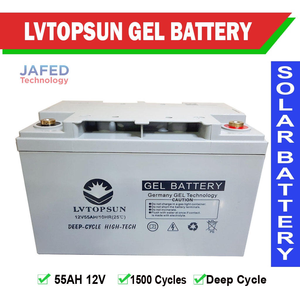 JAFED 100AH 12V LVTOPSUN Gel Deep Cycle Solar UPS Lead Acid